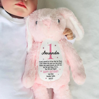 Kid's Birthday Gift - Personalized Stuffed Bunny