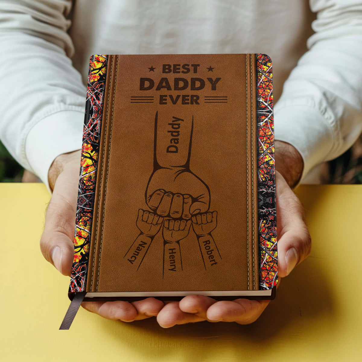 Best Dad, Grandpa Ever - Personalized Leather Cover Notebook