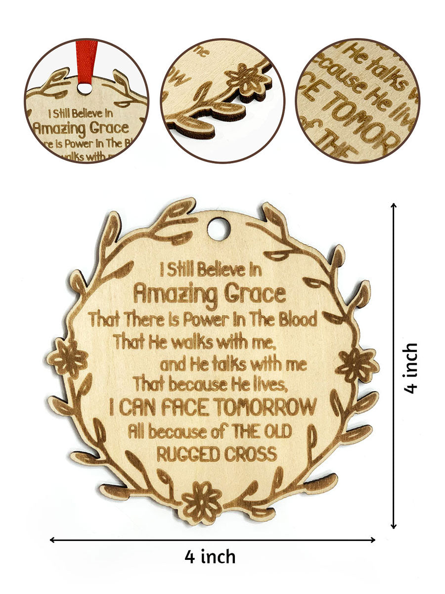 Amazing Grace Engraved Wood Ornament