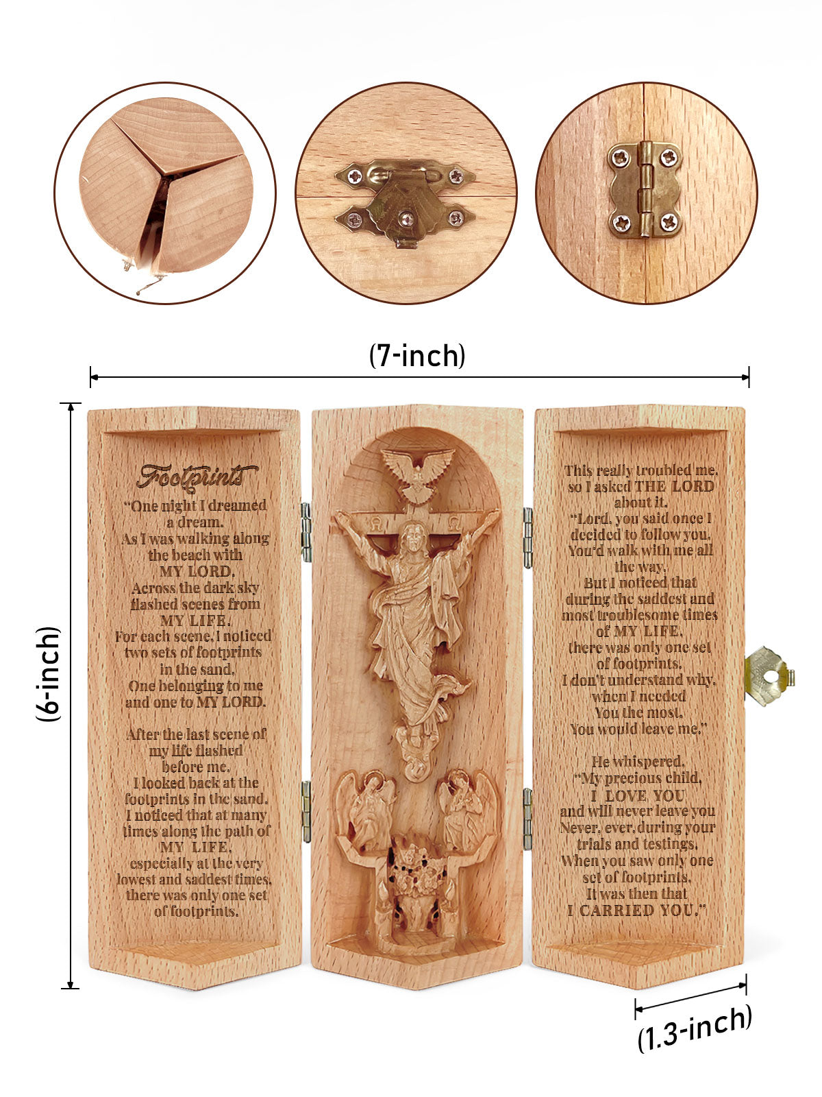 The Footprints - Openable Wooden Cylinder Sculpture of Jesus Christ