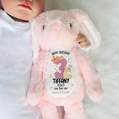 First Birthday Gift - Personalized Stuffed Bunny