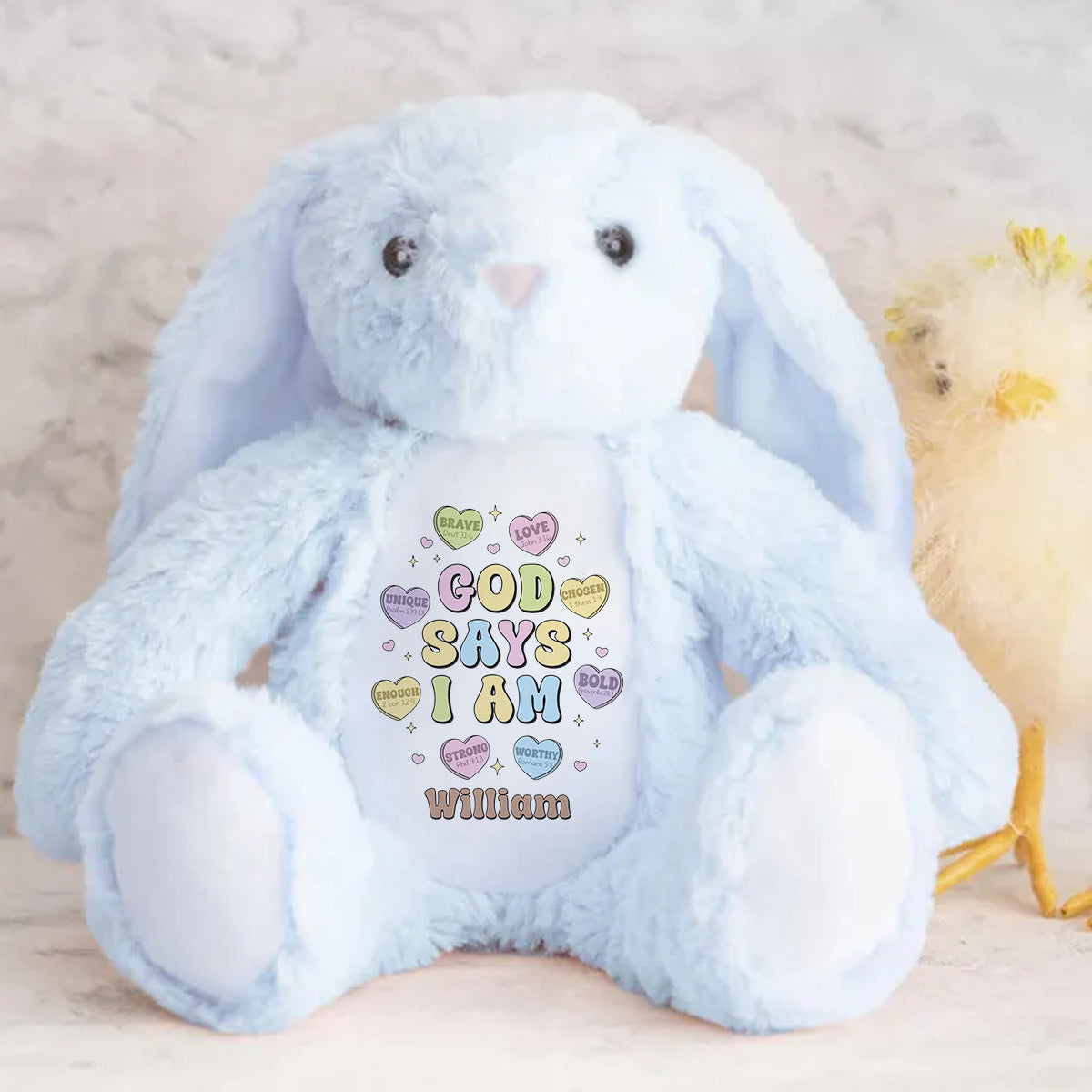 God Says I Am - Personalized Stuffed Bunny