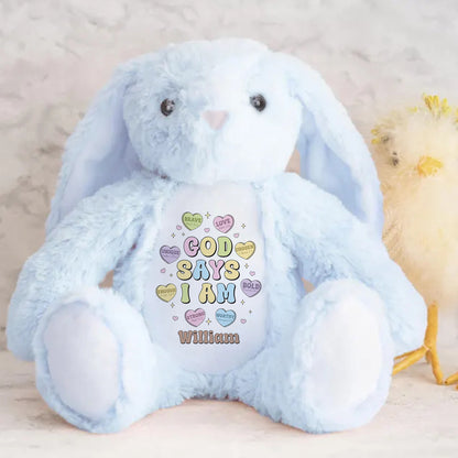 God Says I Am - Personalized Stuffed Bunny