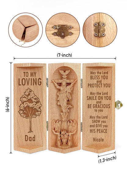 To My Loving Dad - Personalized Openable Wooden Cylinder Sculpture of Jesus Christ