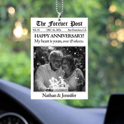 Couple Anniversary Newspaper - Personalized 1-Side Car Acrylic Hanging Ornament