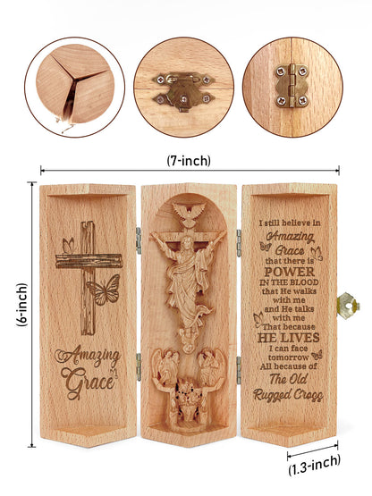 Amazing Grace - Openable Wooden Cylinder Sculpture of Jesus Christ