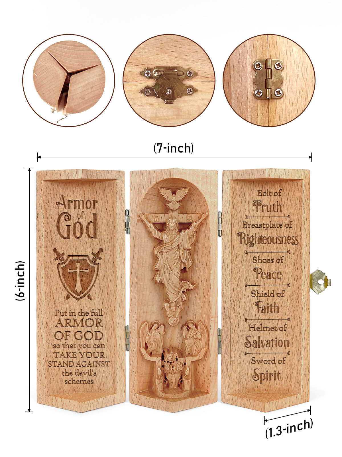 Armor Of God - Openable Wooden Cylinder Sculpture of Jesus Christ