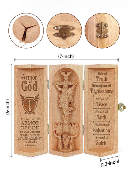 Armor Of God - Openable Wooden Cylinder Sculpture of Jesus Christ