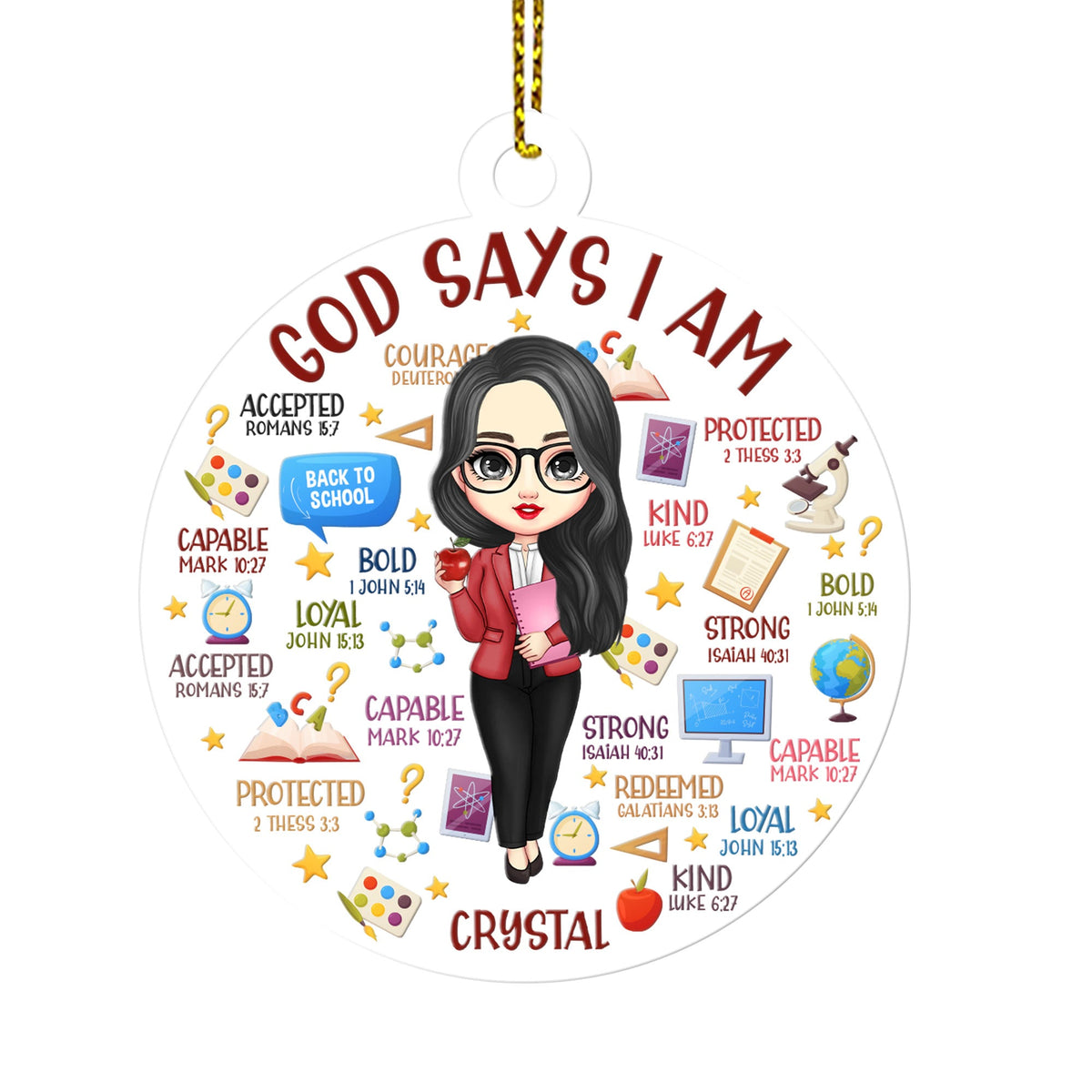 God Says I Am Teacher - Personalized 1-Side Acrylic Ornament