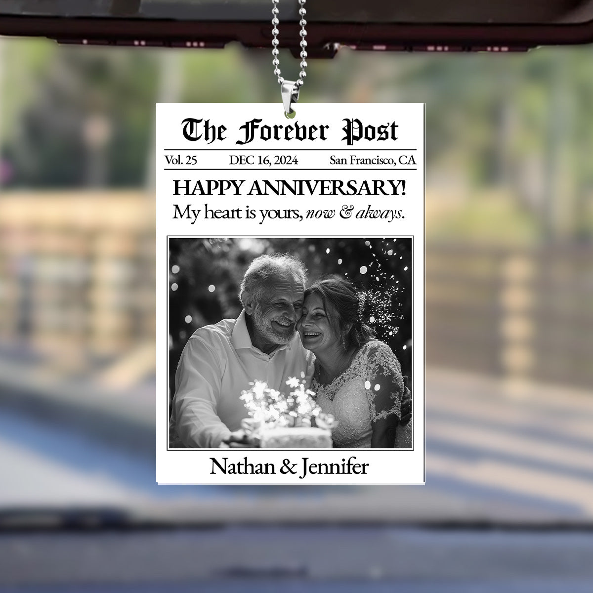 Couple Anniversary Newspaper - Personalized 1-Side Car Acrylic Hanging Ornament