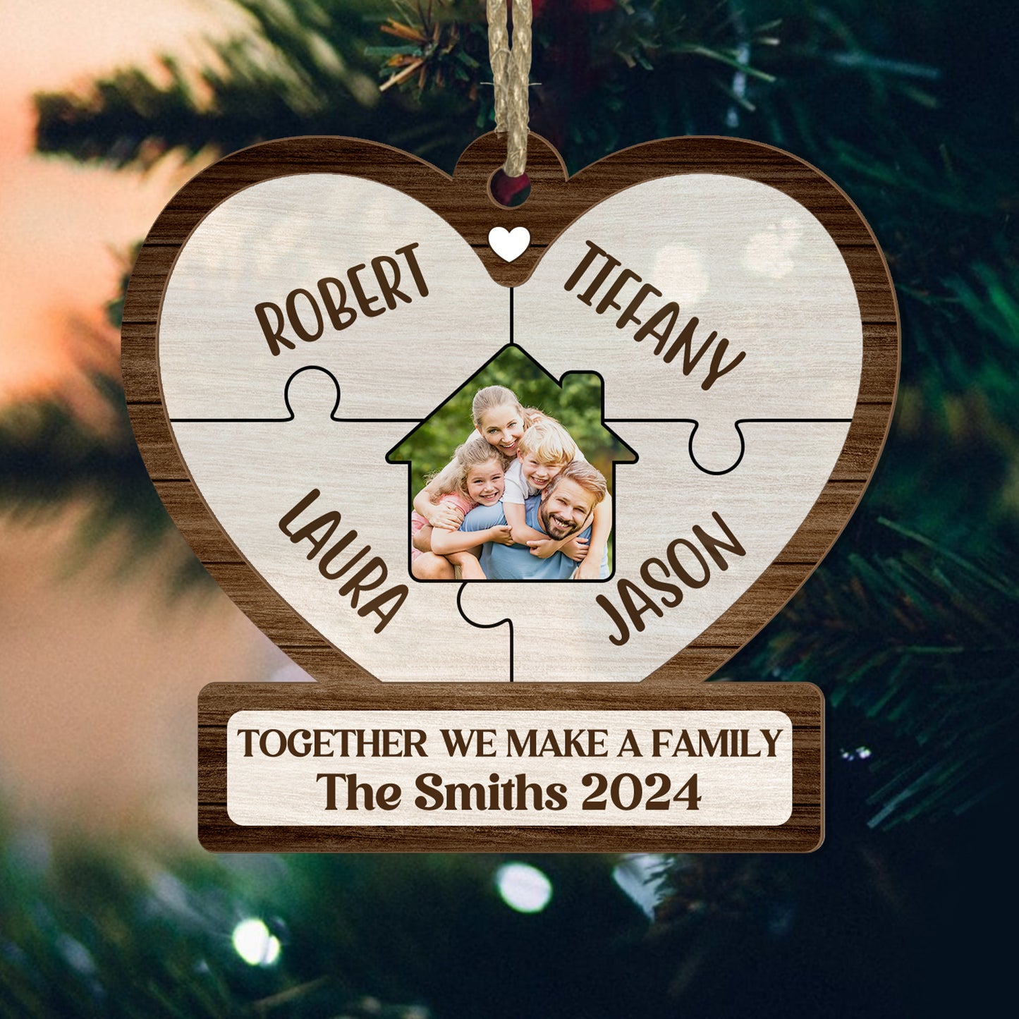 Together We Make A Family Christmas - Personalized Wood & Acrylic Ornament FCWAOLETN2602M