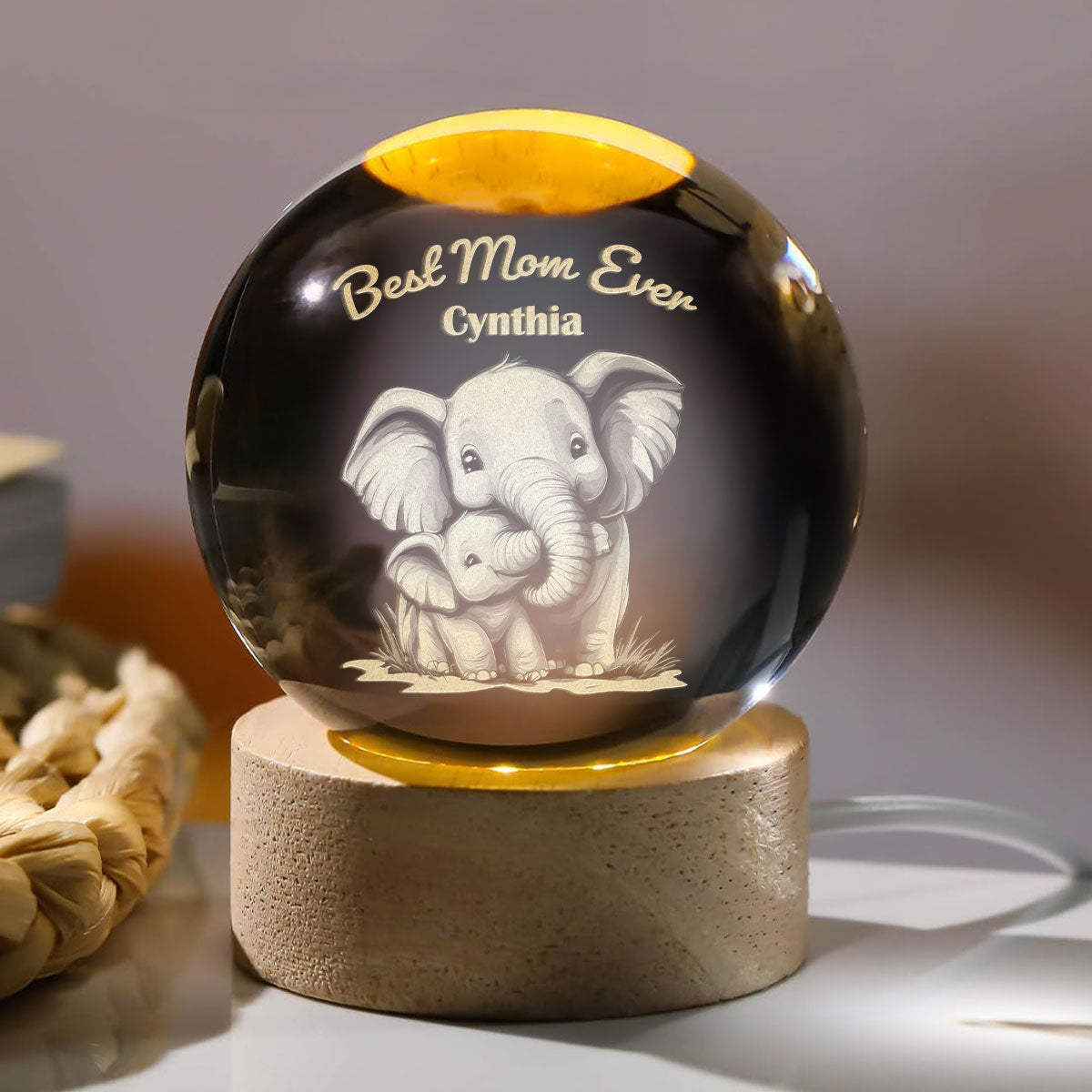 Mama Trunk - Personalized Crystal Ball Night Light