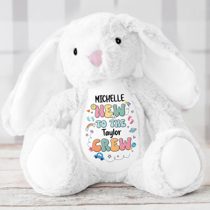 New To Our Crew - Personalized Stuffed Bunny