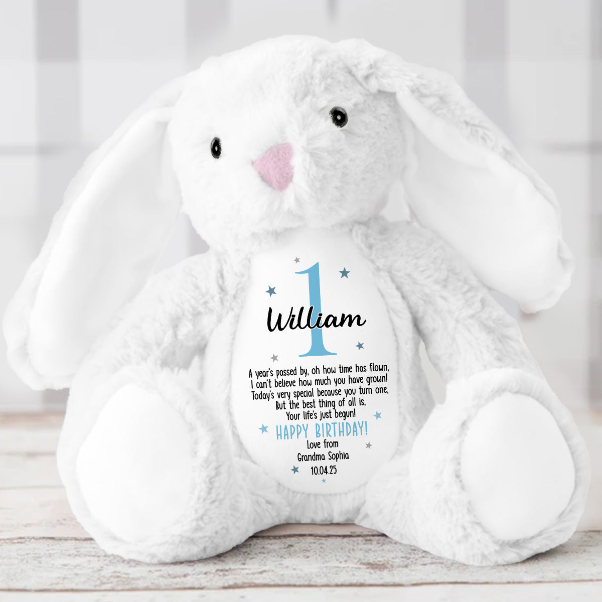 Kid's Birthday Gift - Personalized Stuffed Bunny