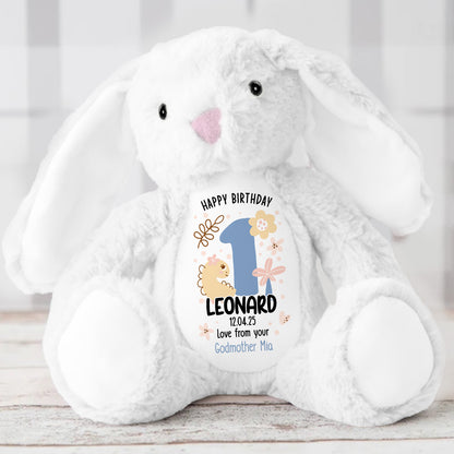 First Birthday Gift - Personalized Stuffed Bunny