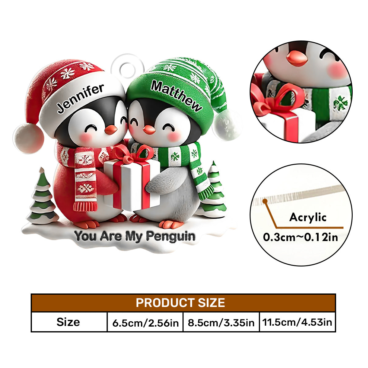 You Are My Penguin - Personalized 1-Side Car Acrylic Hanging Ornament