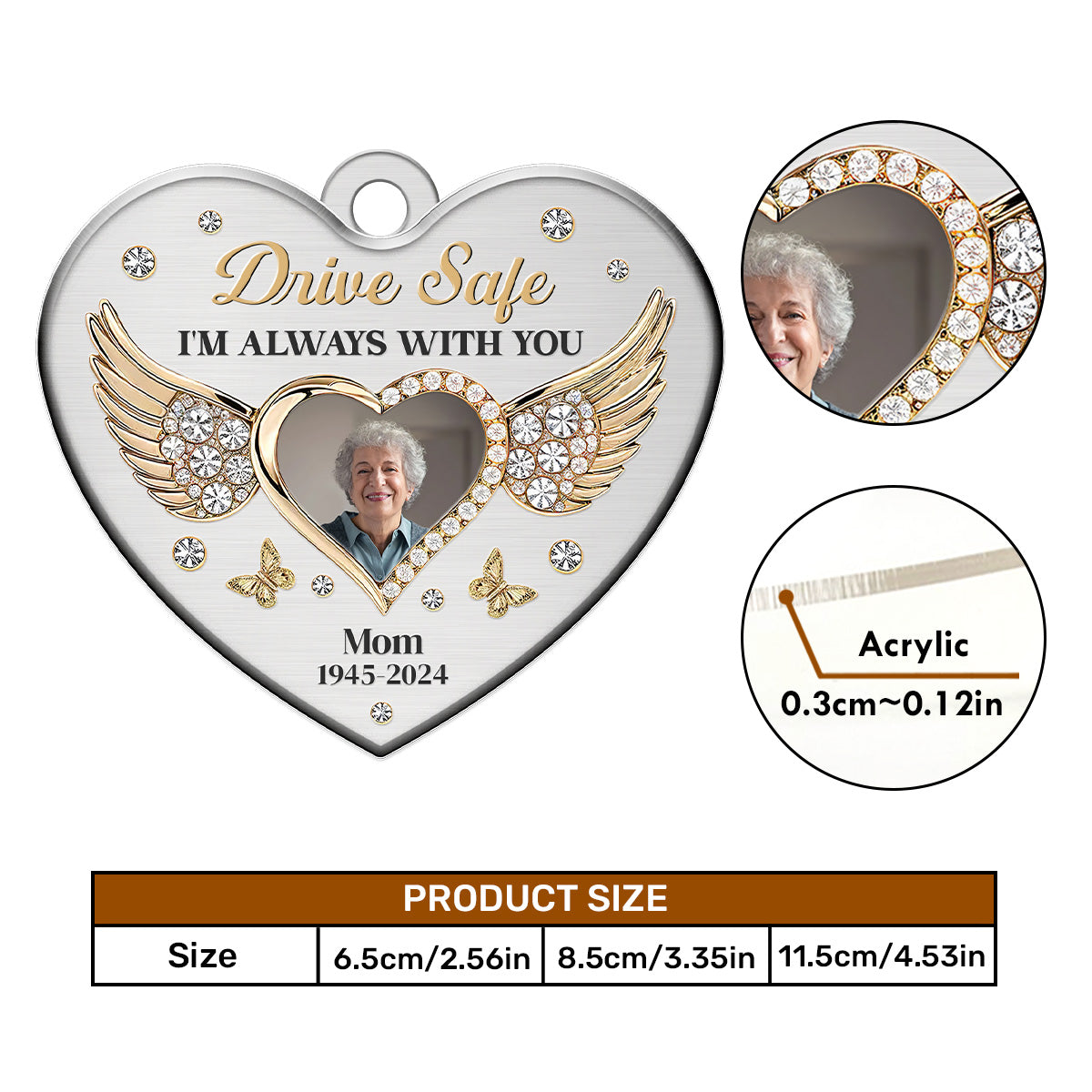 Drive Safe I'm Always With You - Personalized 1-Side Car Acrylic Hanging Ornament