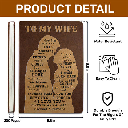 Meeting You Was Fate - Personalized Leather Cover Notebook