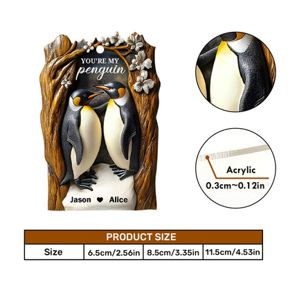 You Are My Penguin Couple Vintage Style - Personalized 1-Side Car Acrylic Hanging Ornament