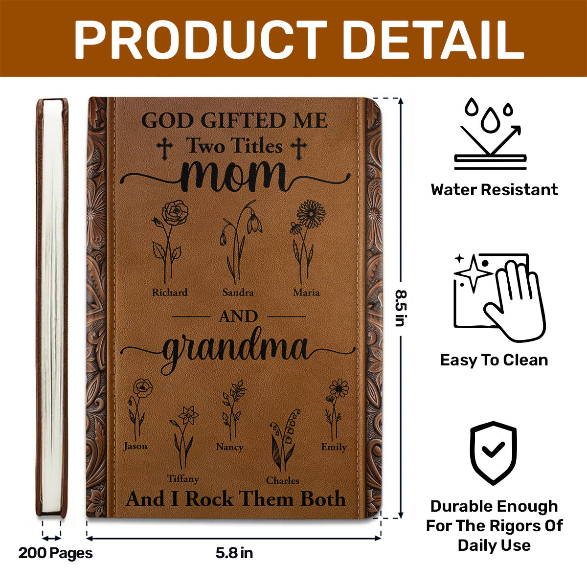 God Gifted Me Two Titles - Personalized Leather Cover Notebook