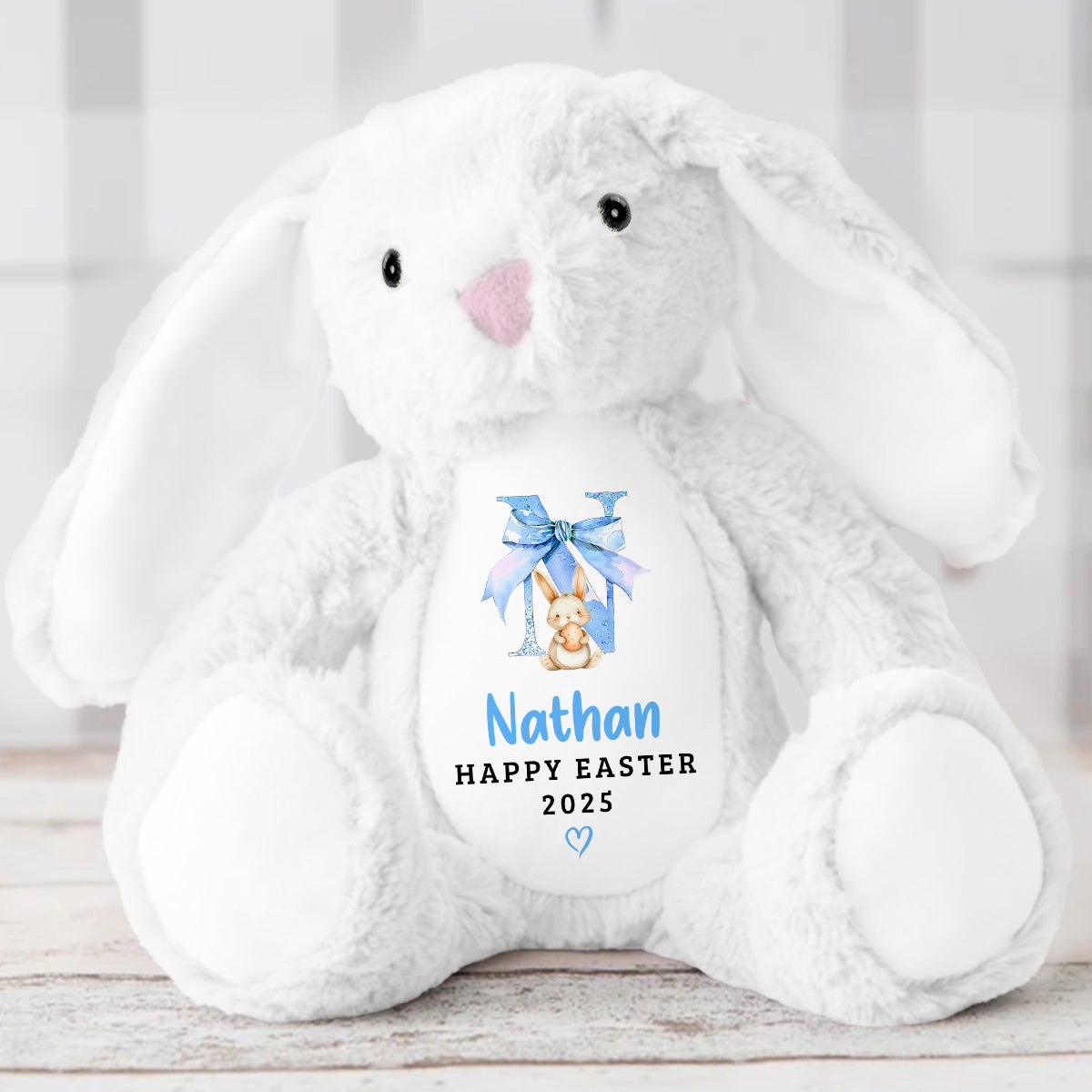 Custom Letter Happy Easter - Personalized Stuffed Bunny