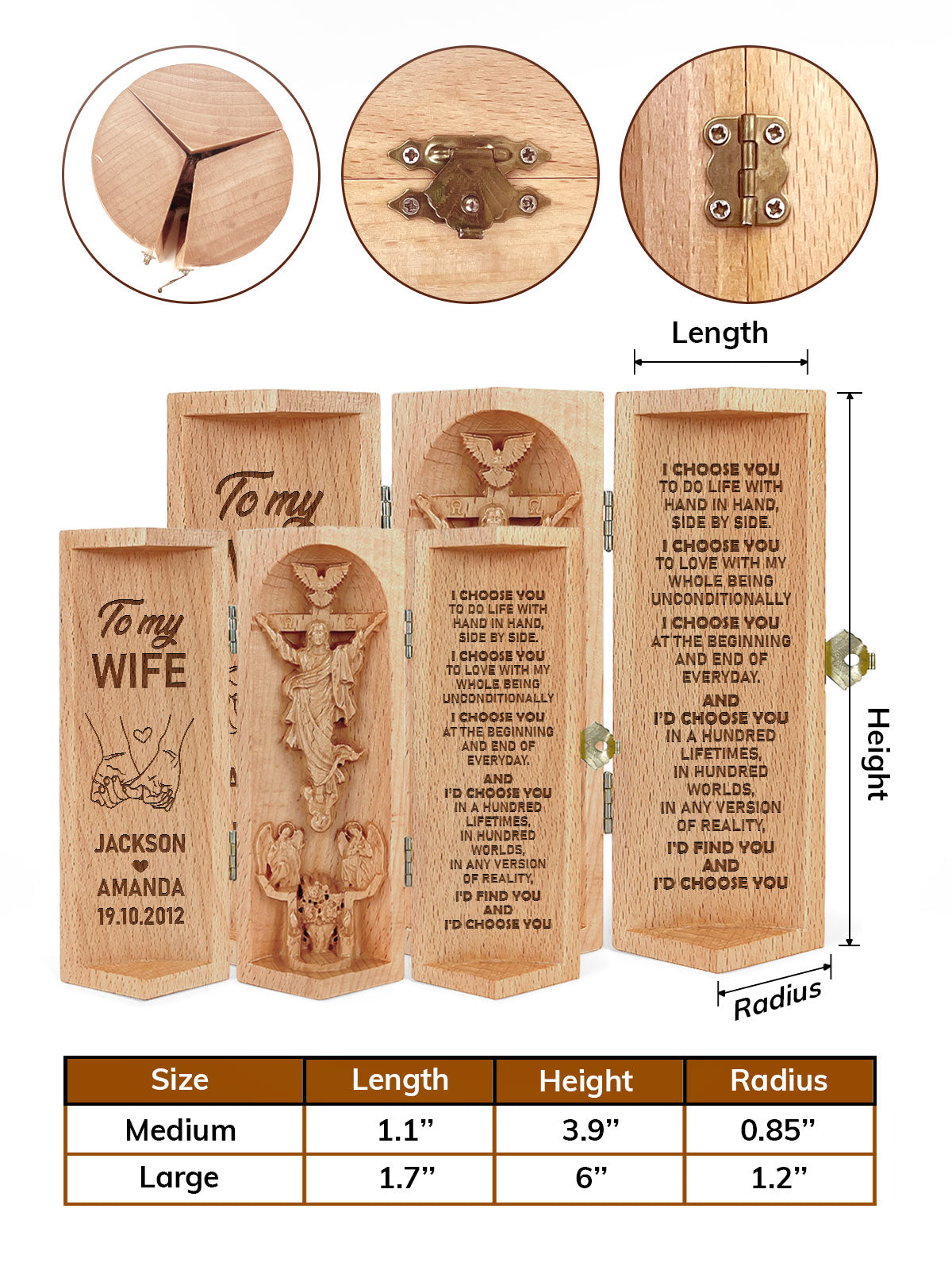 I Choose You - Personalized Openable Wooden Cylinder Sculpture of Jesus Christ