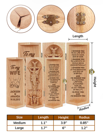 I Choose You - Personalized Openable Wooden Cylinder Sculpture of Jesus Christ