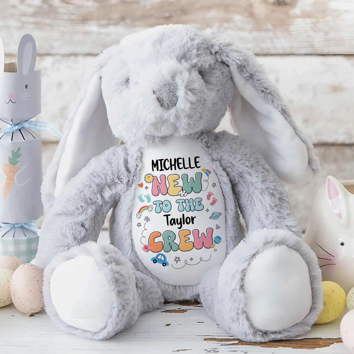 New To Our Crew - Personalized Stuffed Bunny