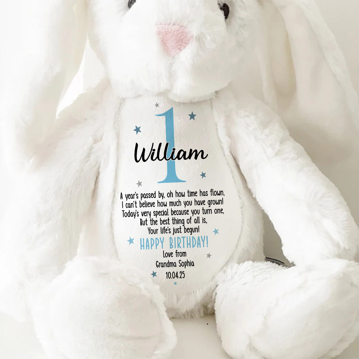 Kid's Birthday Gift - Personalized Stuffed Bunny