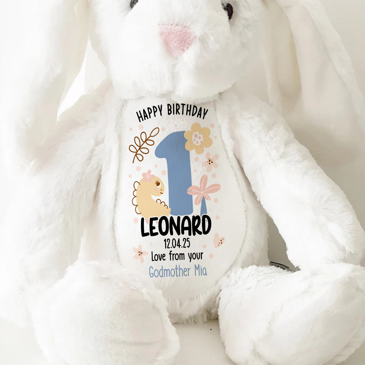 First Birthday Gift - Personalized Stuffed Bunny