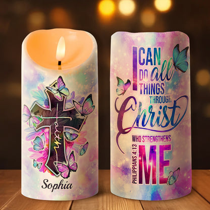 I Can Do All Things Through Christ - Personalized Flameless LED Candle