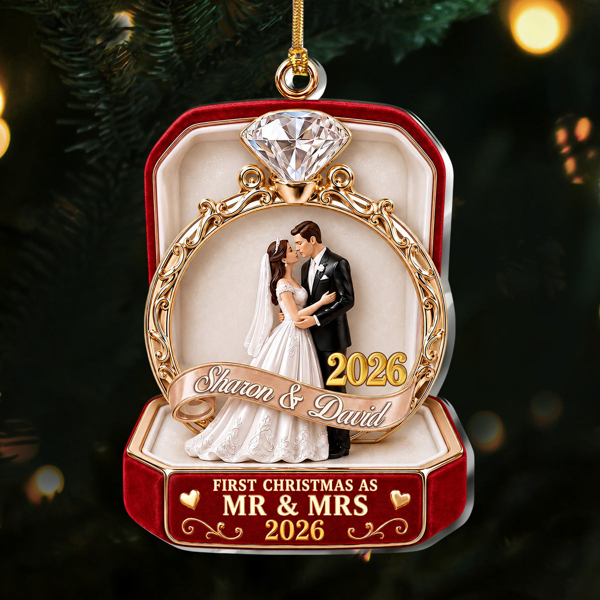 First Christmas As Mr & Mrs - Personalized 1-Layer Acrylic Ornament