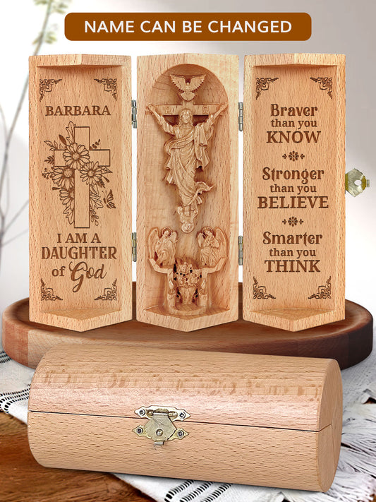 Daughter Of God - Openable Wooden Cylinder Sculpture of Jesus Christ HN17
