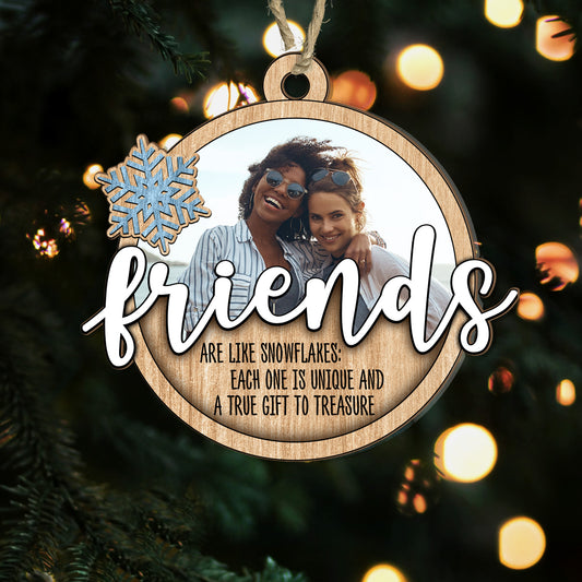 Friends Are Like Snowflake - Personalized Wood & Acrylic Ornament FCWAOLETN1817L