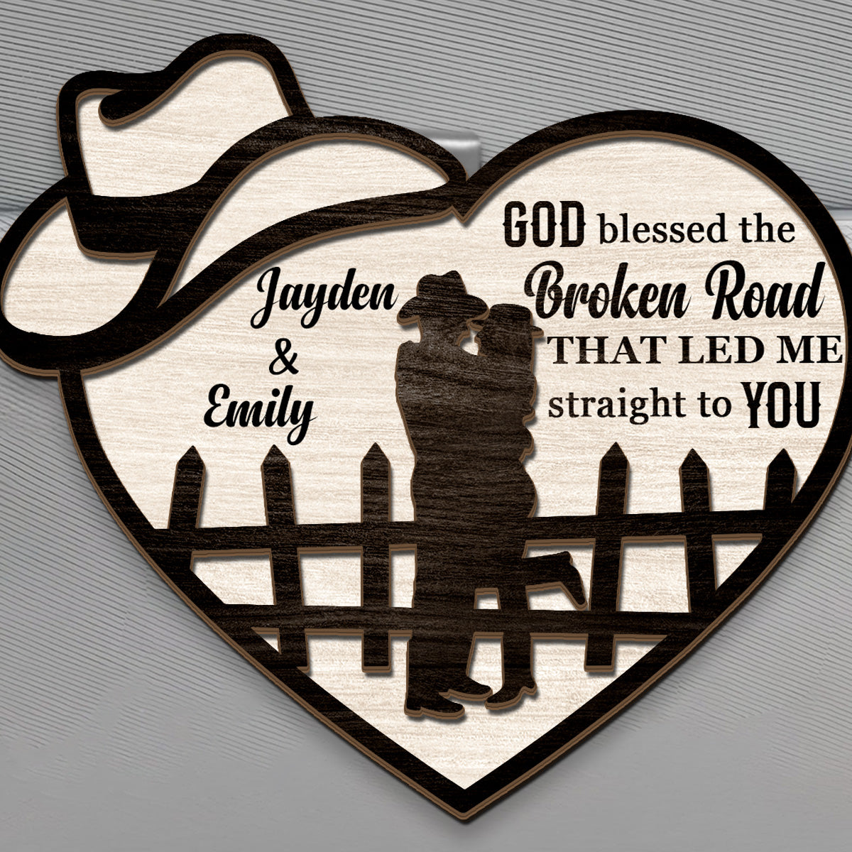 Couple God Blessed The Broken Road - Personalized Car Visor Clip