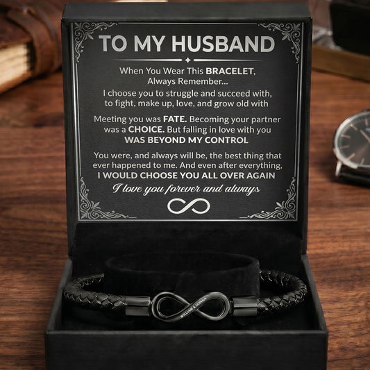 I Choose You Forever - Personalized Men's Infinity Bracelet With Gift Box & Card