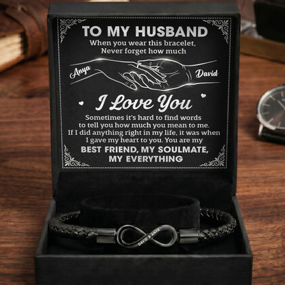 My Heart Chose You - Personalized Men's Infinity Bracelet With Gift Box & Card