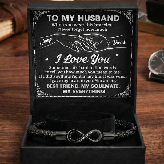 My Heart Chose You - Personalized Men's Infinity Bracelet With Gift Box & Card