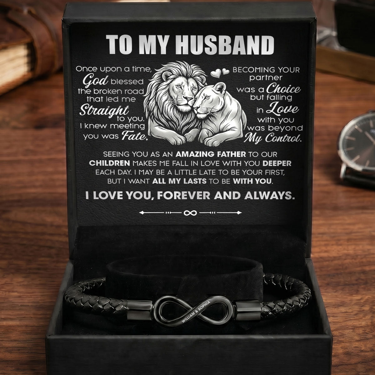 Meeting You Was Fate - Personalized Men's Infinity Bracelet With Gift Box & Card