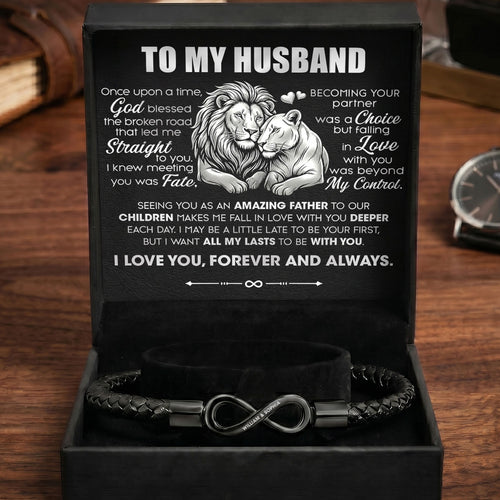 Meeting You Was Fate - Personalized Men's Infinity Bracelet With Gift Box & Card