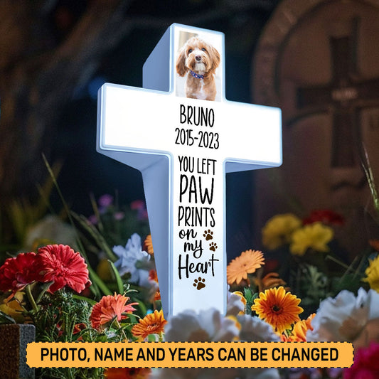 Personalized Solar Powered Lighted White Cross | Memorial Quotes For Beloved Pets SPLWCH10-15