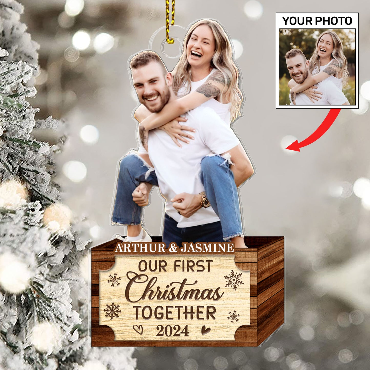 First Christmas Couple - Personalized 1-Side Acrylic Ornament FCACOLEHA2319M