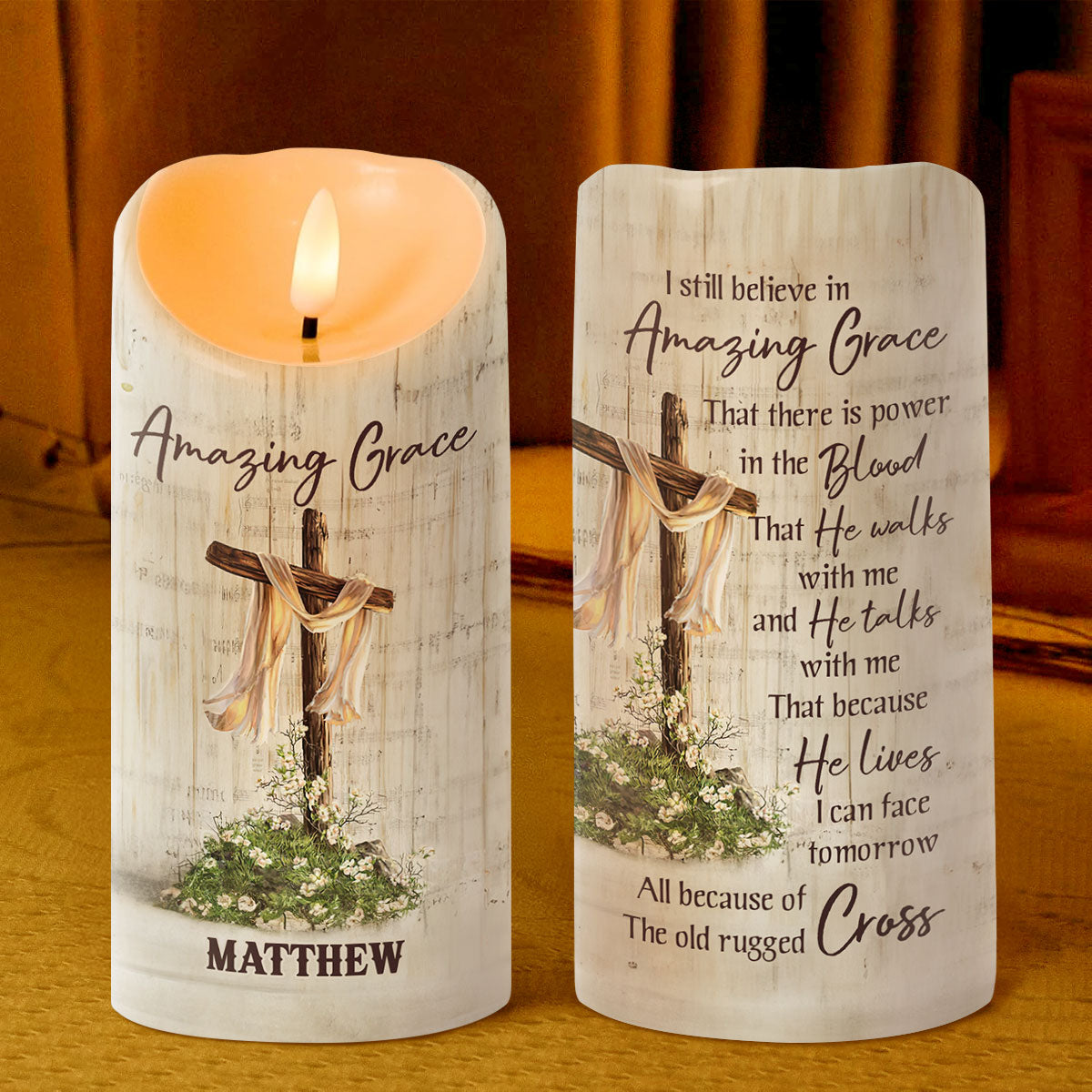 Amazing Grace - Personalized Flameless LED Candle