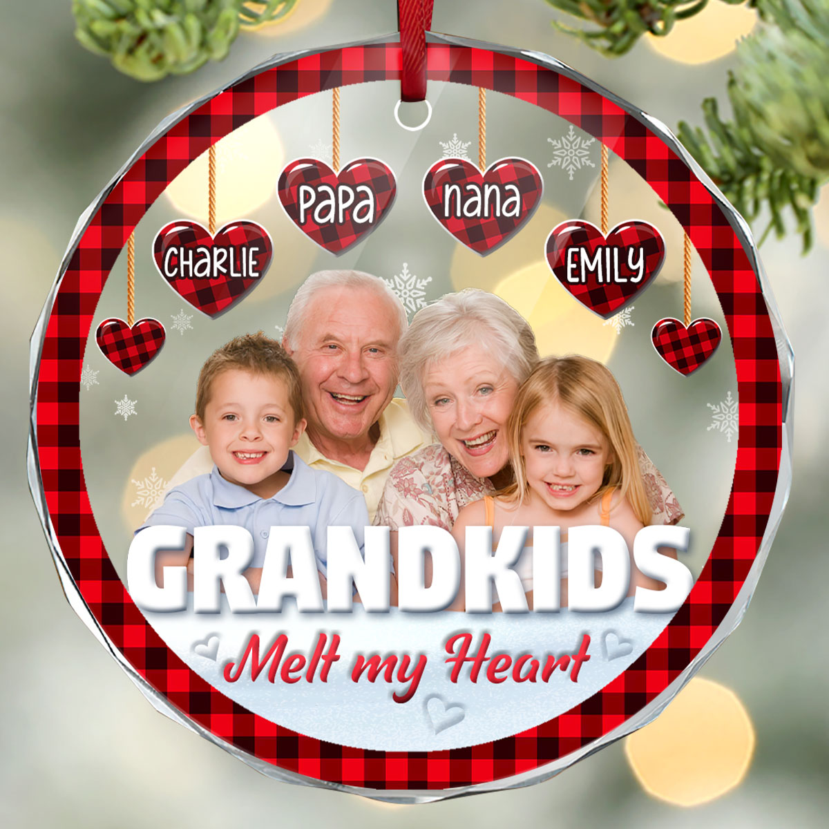 Grandkids Melt My Heart - Personalized Custom Glass Ornament FCURGOPLEHA2718M