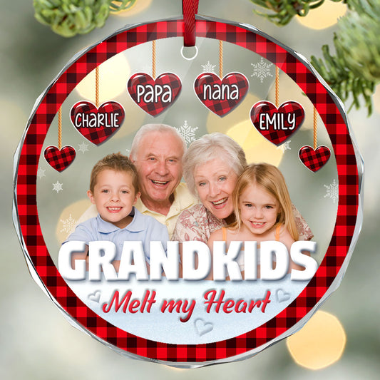 Grandkids Melt My Heart - Personalized Custom Glass Ornament FCURGOPLEHA2718M