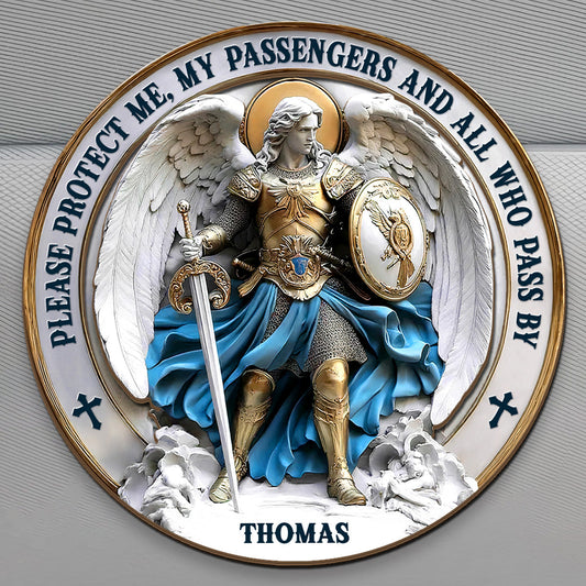 Protect Me My Passengers And All Who Pass By Archangel Car - Personalized Car Visor Clip