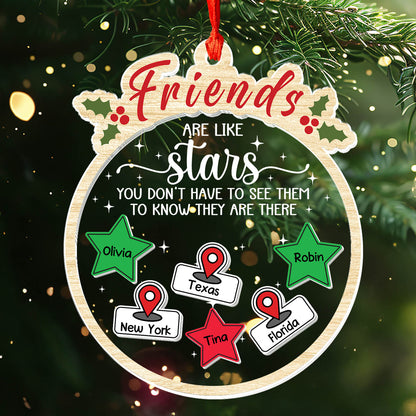 Besties Are Like Stars - Personalized 3 Layered Christmas Shaker Ornament