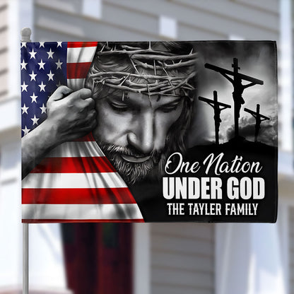 One Nation Under God - Personalized House Flag