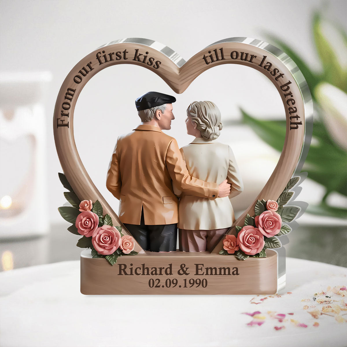 Growing Old With You Heart Of Love - Personalized Custom Shaped Squared Acrylic Plaque