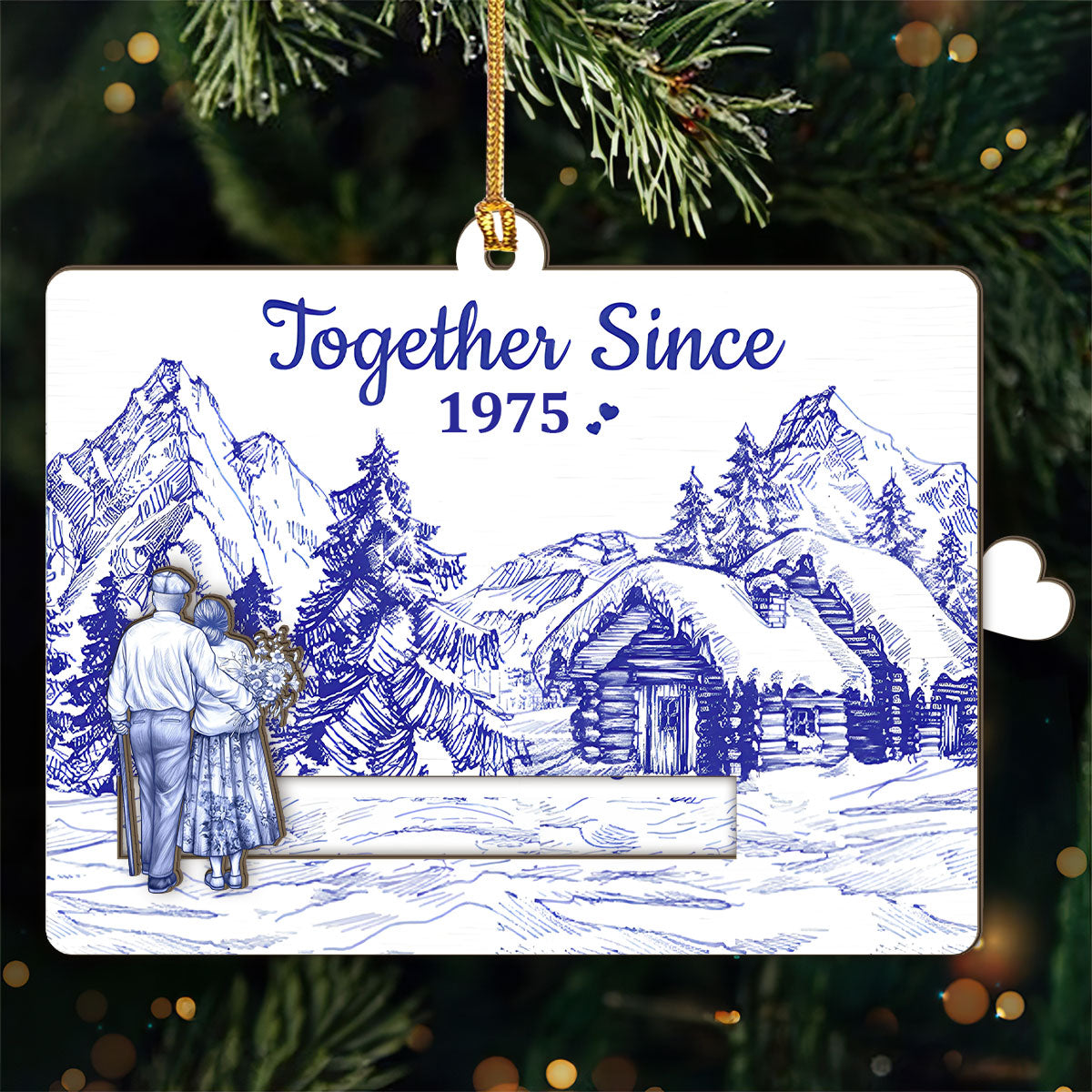 A Love Story - Personalized Wooden Slider Ornament